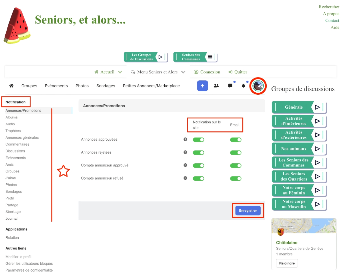 aide gérer notifications